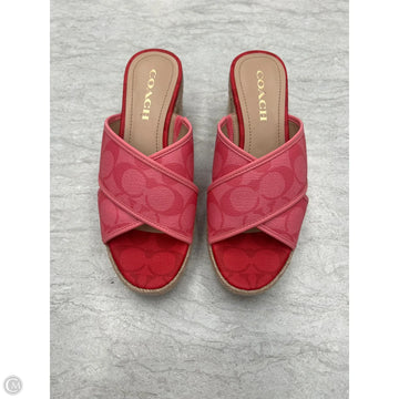 Sandals Designer By Coach In Pink & Red, Size: 7