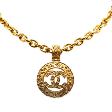 Chanel Coco Mark Round Necklace Gold Plated