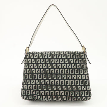 FENDI Mamma Baguette Zucchino Leather Canvas Shoulder Bag 8BR001 Used