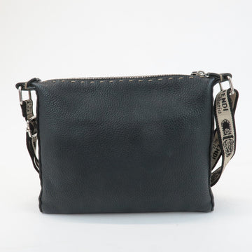 FENDI Selleria Leather Shoulder Bag Crossbody Bag Black 8BT092 Used