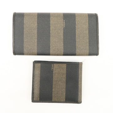 FENDI Set of 2 Pecan Leather PVC Wallet Black Brown 01445-069 30851 Used