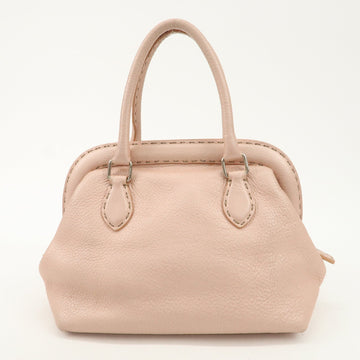 FENDI Selleria Leather Boston Bag Hand Bag Pink 8BN127 Used