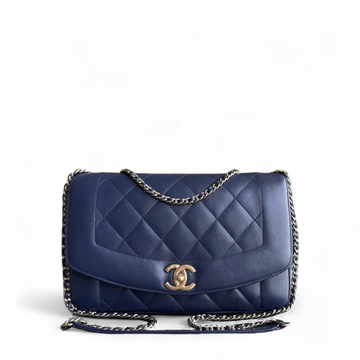 Chanel Diana Reissue - Quilted Lambskin 28CM Dark Navy Blue Gold Hardware Series 20
