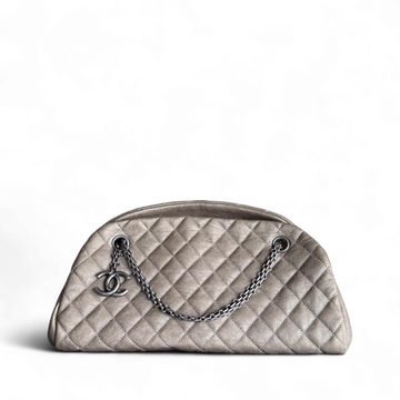 Chanel Mademoiselle Bowling Bag - Quilted Grained Calfskin Caviar Metallic Silver Hardware Series 14