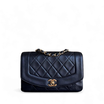 Chanel Diana Vintage - Quilted Lambskin Black Gold Hardware Series 2