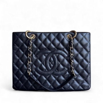 Chanel GST Grand Shopping Tote - Caviar Quilted Grained Calfskin Black Gold Hardware Series 11