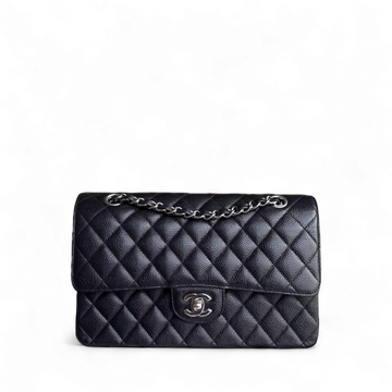 Chanel Classic Flap Medium - Caviar 25CM Quilted Grained Calfskin Black Silver Hardware Series 21