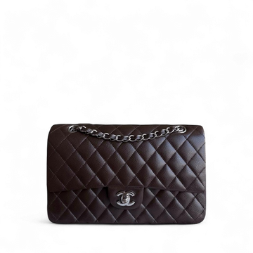Chanel Classic Flap Medium - Caviar 25CM Quilted Grained Calfskin Dark Brown Silver Hardware Series 14