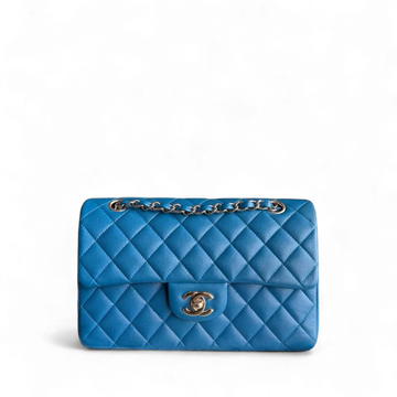 Chanel Classic Flap Small - Caviar Quilted Grained Calfskin Blue Gold Hardware Series 30