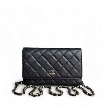 Chanel WOC Wallet On Chain - Pixelated Calfskin Black Golden Hardware Series 21