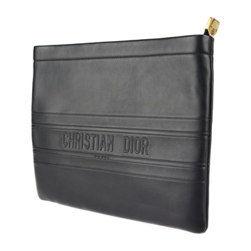 CHRISTIAN DIOR clutch bag 19S5543CSSB leather black gold metal fittings