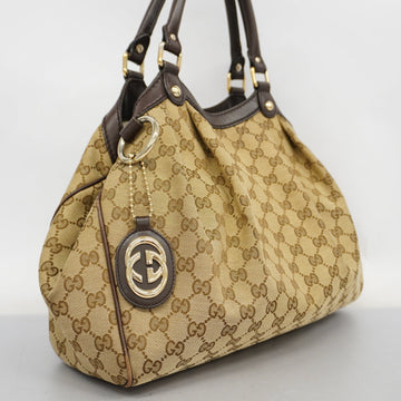 GUCCI  Sukey 211944 Women's CS Canvas,Leather Handbag Beige,Brown