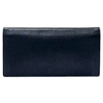 Christian Dior Folio Long Wallet Navy Leather Women's Dark Blue