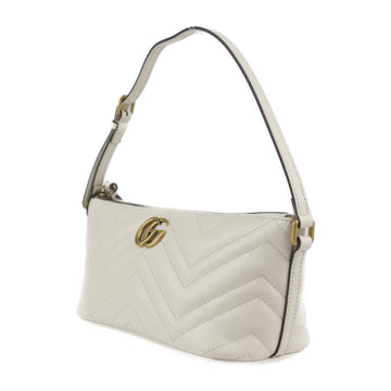 GUCCI CS Marmont Shoulder Bag 739166 White Ivory Gold Hardware Quilted Handbag