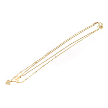 CHRISTIAN DIOR Clair D Lune Necklace Heart Rhinestone CD Logo Gold Accessories