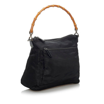 Gucci Bamboo One Shoulder Bag 000 0509 Black Nylon Leather Ladies GUCCI