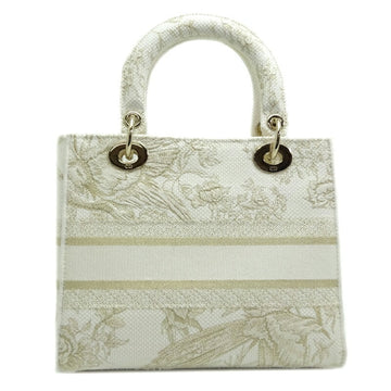 CHRISTIAN DIOR Lady D-LITE Medium 2022 Limited Ladies Handbag Toile White/Gold