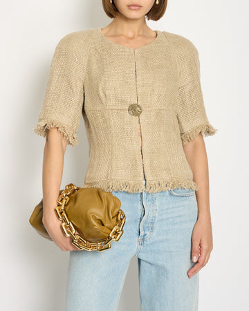 Chanel Ancient Greece 2018 Beige Tweed Jacket with Gold Button Detail Size FR 40 (UK 12) RRP ¬£3,500