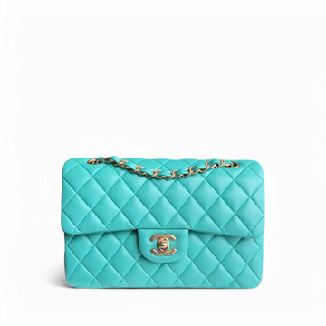 Chanel Classic Flap Small - 23CM Quilted Lambskin Blue Green Gold Hardware Series 27