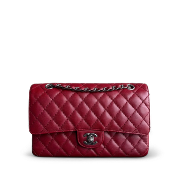Chanel Classic Flap Medium - Caviar 25CM Quilted Burgundy Dark Red Ruthenium Silver Hardware Series 23