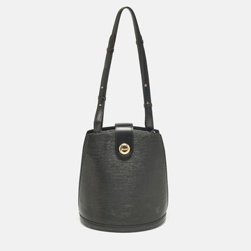 Black Epi Leather Cluny Bucket Bag