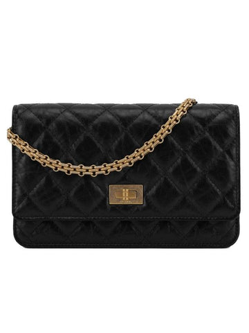 WOC Gold Hardware Vintage Calfskin Chain Cross Bag Black Chanel