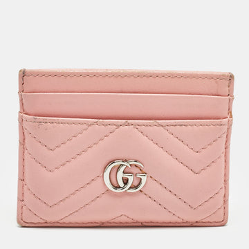 Pink Matelass&eacute; Leather GG Marmont Card Holder