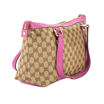 G*G Pink Leather CS Supreme Canvas Tote Bag (Pre Owned)