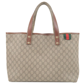 GUCCI CS Canvas Leather Tote Bag Shoulder Bag Beige 211134