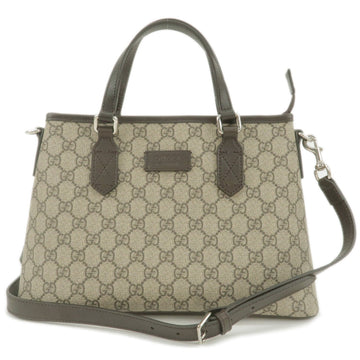 GUCCI CS Supreme Leather 2Way Bag Hand Bag Beige Brown 429019