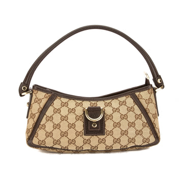 G*G Brown Leather CS Monogram Canvas D-Ring Tote (Pre Owned)