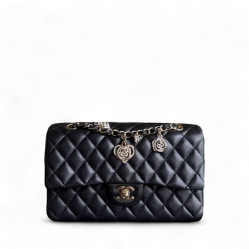 Chanel Classic Flap Medium - Special Valentine Edition 25CM Quilted Lambskin Black Gold Hardware Series 19