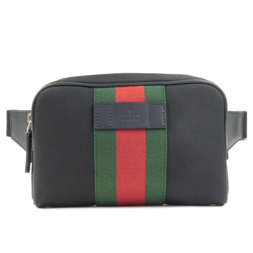GUCCI Sherry CS Canvas Leather Waist Bag Body Bag Black 630919