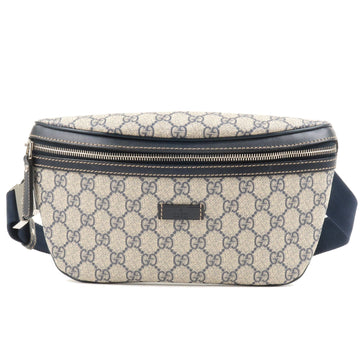 GUCCI CS Supreme Leather Waist Bag Crossbody Bag Navy Beige 233269