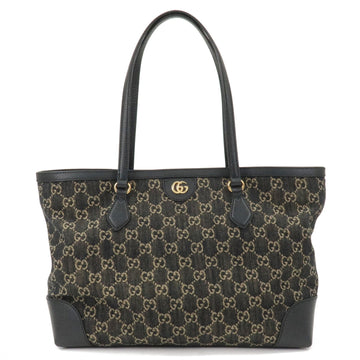 GUCCI Ophidia CS Supreme Leather Denim Tote Bag Black 631685