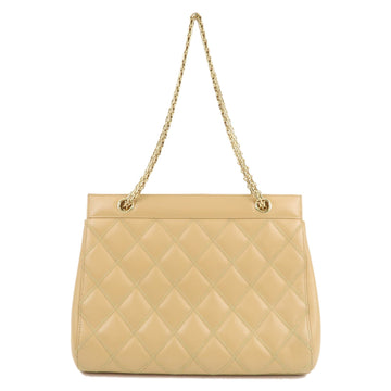Chanel Matelasse Ultra Stitch Lamb Skin . Tote Chain Bag Beige