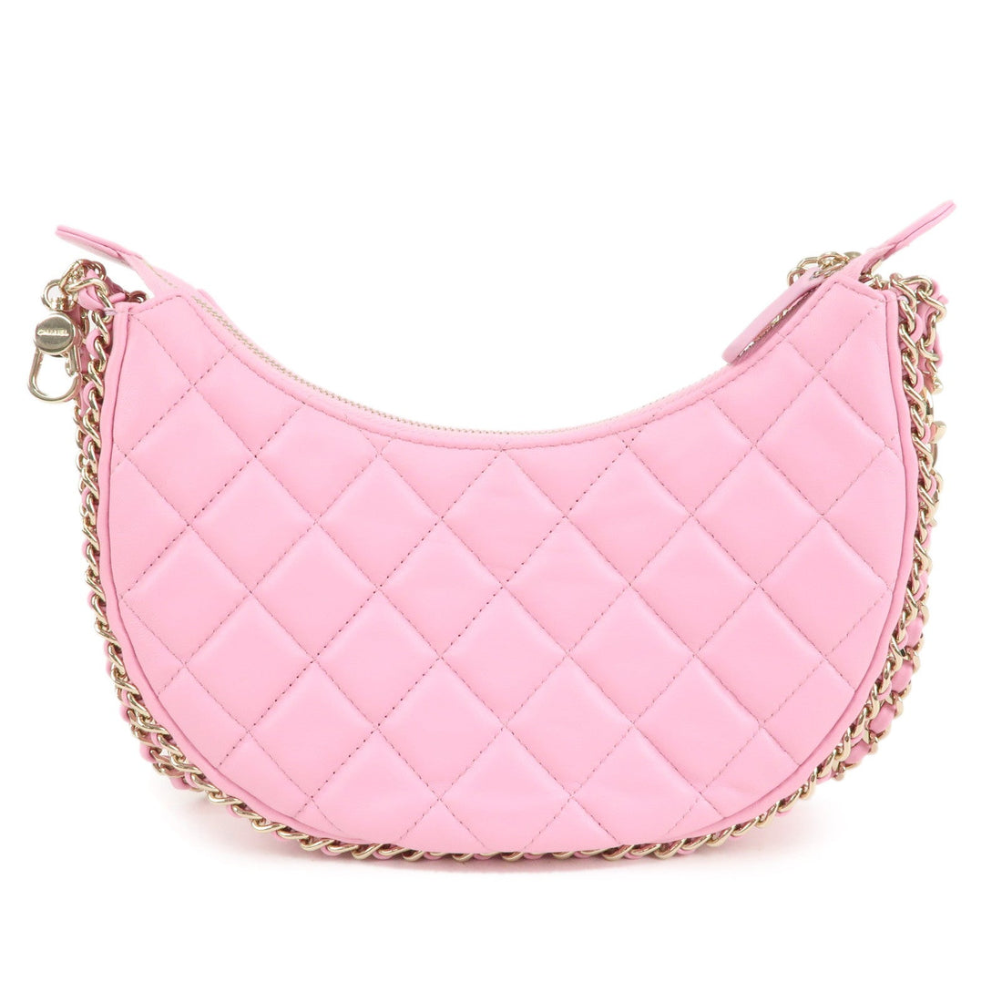Auth Chanel Matelasse Lamb Skin Small Hobo Shoulder Bag Pink AS  F/S