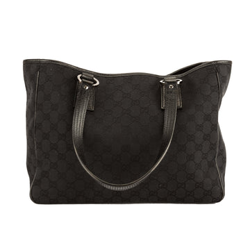 G*G Black Leather CS Monogram Canvas Tote Bag (Pre Owned)