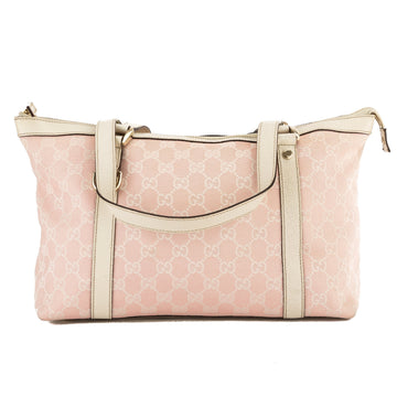G*G Pink and White CS Monogram Canvas Medium Abbey Tote Bag (Pre Owned)