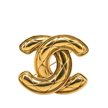 Chanel Vintage Coco Mark Brooch Gold Plated