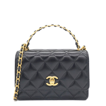 Chanel 23P Top Handle Wallet on Chain Black