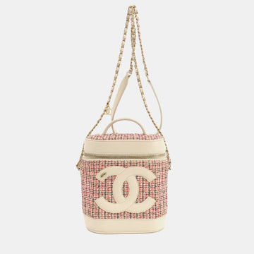 Multicolor Tweed and Leather Vanity Case