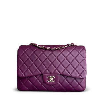 Chanel Classic Flap Jumbo - 30CM Quilted Lambskin Single Flap Purple Violet Gold Hardware Series 12
