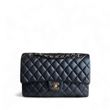 Chanel Classic Flap Medium - Caviar 25CM Quilted Grained Calfskin Charcoal Gold Hardware Series 25
