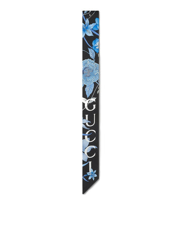 FLORAL GUCCI PRINT SILK NECK BOW