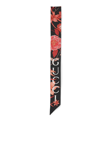FLORAL GUCCI PRINT SILK NECK BOW