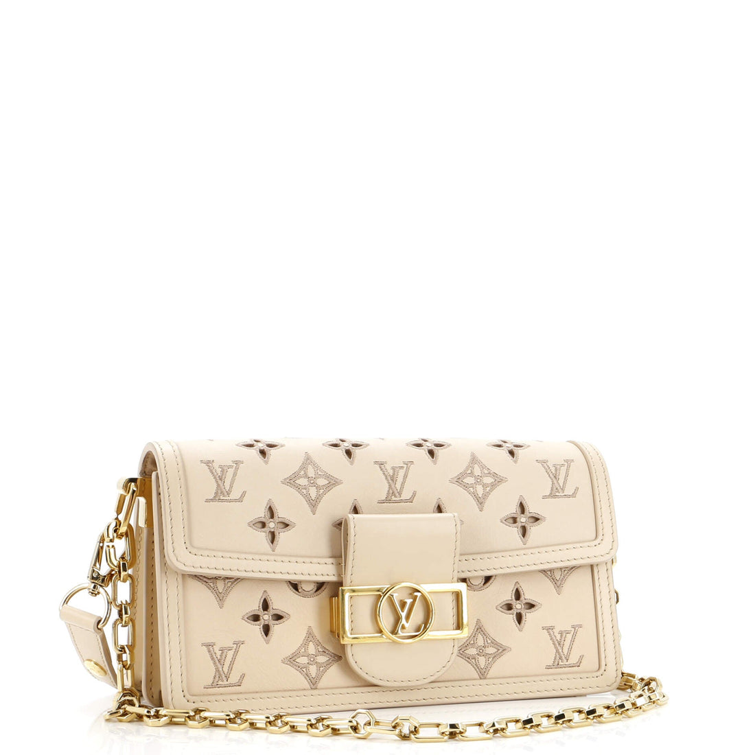 Dauphine Shoulder Bag Monogram Cutout Broderie Leather East West