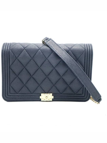 Chanel AP1117 Navy Caviar Boy WOC Gold Small Shoulder Bag 30s Chanel