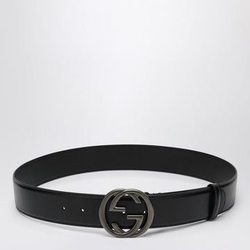 GUCCI Adjustable Leather Belt with Interlocking GG Motif - 4cm Height