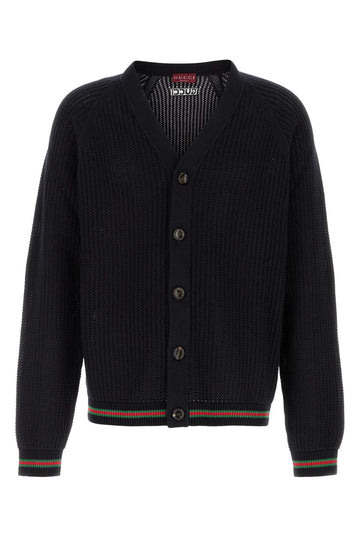 GUCCI Classic Cotton Cardigan with Web Ribbon